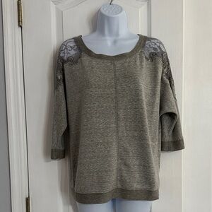 Miss Me Gray Lace Accent Sweatshirt
